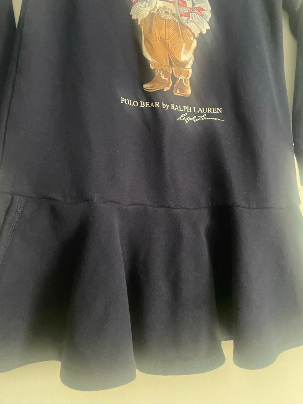 Ralph Lauren Navy Polo Bear Sweatshirt Dress with Graphic